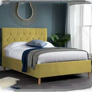 Laxly Fabric Ottoman Double Bed In Mustard - UK