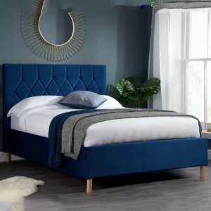 Laxly Fabric Ottoman Small Double Bed In Blue - UK