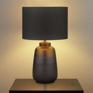 Layla Dark Grey Shade Table Lamp With Ombre Ceramic Base