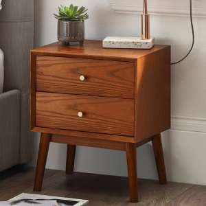 Layton Wooden Bedside Cabinet With 2 Drawers In Cherry - UK