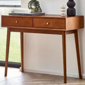 Layton Wooden Console Table With 2 Drawers In Cherry - UK