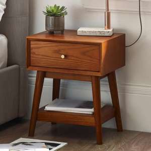Layton Wooden Side Table With 1 Drawer In Cherry - UK