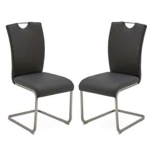 Lazaro Grey PU Leather Dining Chairs With Metal Frame In Pair