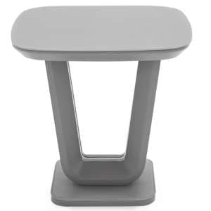 Lazaro Square Glass Top Lamp Table With Matt Light Grey Base