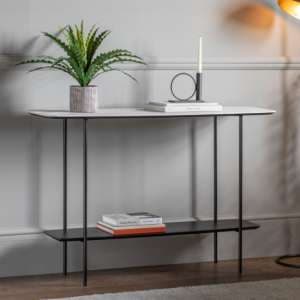 Leadwort Wooden Console Table In White Marble Effect - UK