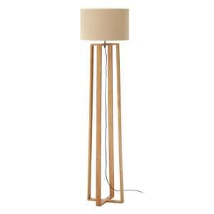 Leap Light Brown Fabric Shade Floor Lamp With Natural Base - UK