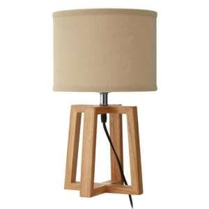 Leap Light Brown Fabric Shade Table Lamp With Natural Base