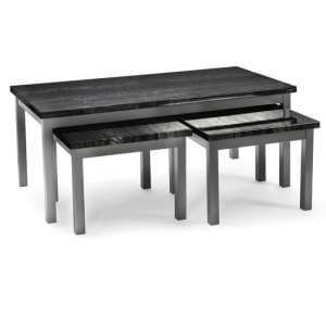 Lecce Wooden Coffee Table And Side Tables In Black Marble Effect - UK