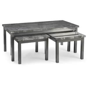 Lecce Wooden Coffee Table And Side Tables In Grey Marble Effect - UK