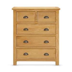 Lecco Wooden Chest Of 5 Drawers In Oak - UK