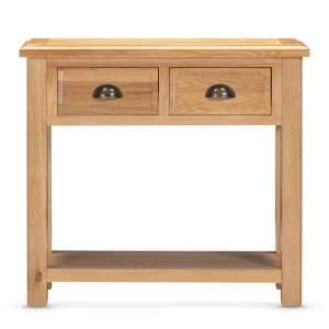 Lecco Wooden Console Table With 2 Drawers In Oak - UK
