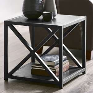 Lecco Wooden Lamp Table In Black Ash With Undershelf