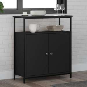 Lecco Wooden Sideboard With 2 Doors 1 Shelf In Black - UK