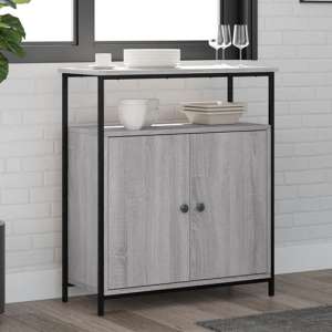 Lecco Wooden Sideboard With 2 Doors 1 Shelf In Grey Sonoma Oak - UK