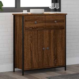 Lecco Wooden Sideboard With 2 Doors 2 Drawers In Brown Oak - UK
