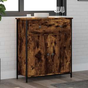 Lecco Wooden Sideboard With 2 Doors 2 Drawers In Smoked Oak - UK