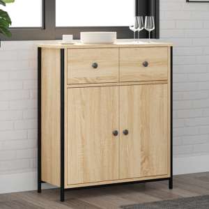 Lecco Wooden Sideboard With 2 Doors 2 Drawers In Sonoma Oak - UK