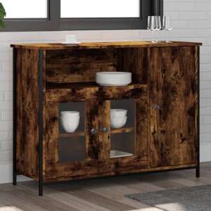 Lecco Wooden Sideboard With 3 Doors In Smoked Oak - UK