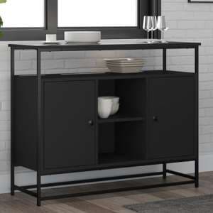 Lecco Wooden Sideboard Large With 2 Doors In Black - UK