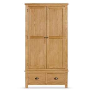 Lecco Wooden Wardrobe With 2 Doors 2 Drawers In Oak - UK