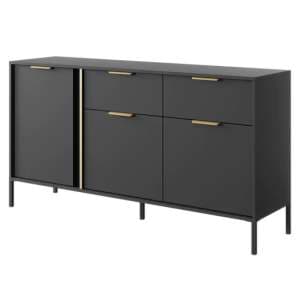 Lech Wooden Sideboard With 3 Doors 2 Drawers In Anthracite - UK