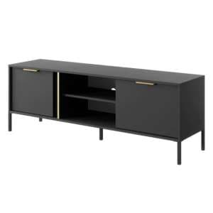 Lech Wooden TV Stand With 2 Doors 1 Shelf In Anthracite - UK