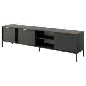 Lech Wooden TV Stand With 3 Doors 1 Shelf In Anthracite - UK