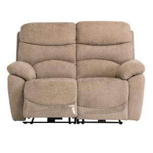 Leda Fabric Electric Recliner 2 Seater Sofa With USB In Sand