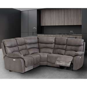 Leda Fabric Electric Recliner Left Hand Corner Sofa In Grey