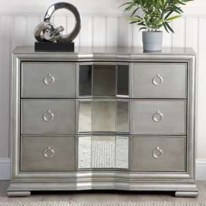 Leeds Mirrored Chest Of 3 Drawers In Grey - UK