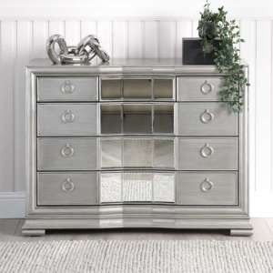 Leeds Mirrored Chest Of 5 Drawers In Grey - UK