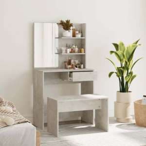 Legian Wooden Dressing Table With Stool In Concrete Effect - UK