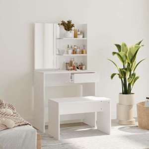 Legian Wooden Dressing Table With Stool In White - UK