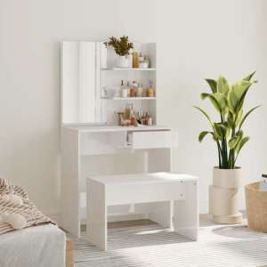 Legian High Gloss Dressing Table With Stool In White - UK