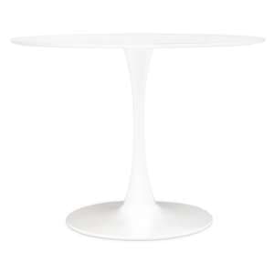 Leila 100cm Wooden Top Dining Table With Metal Base In White