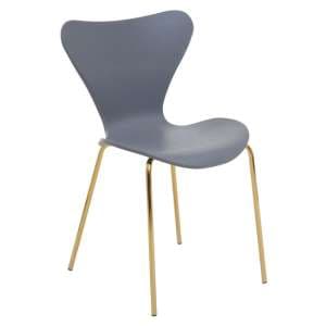 Leila Plastic Dining Chair With Gold Metal legs In Grey