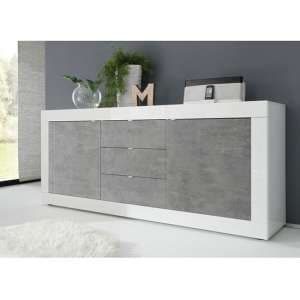 Taylor Wooden Sideboard In White High Gloss And Cement Effect