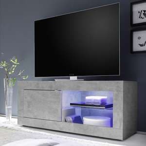 Taylor LED Wooden Small TV Stand In Concrete With 1 Door