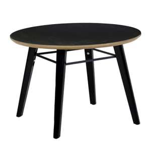 Lenci Wooden Lamp Table Round With Black Top And Black Legs