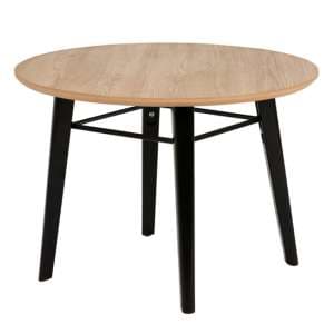 Lenci Wooden Lamp Table Round With Oak Top And Black Legs
