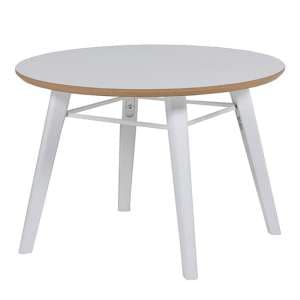 Lenci Wooden Lamp Table Round With White Top And White Legs