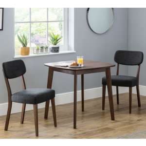 Laisha Walnut Wooden Dining Table With 2 Farringdon Grey Chairs