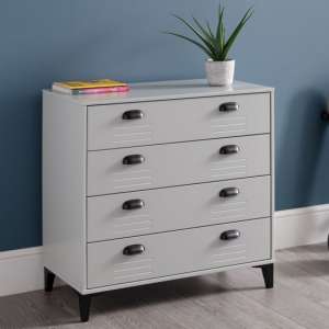Laasya Wooden Chest Of Drawers In Grey With 4 Drawers - UK