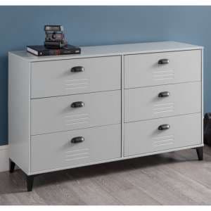 Laasya Wooden Chest Of Drawers In Grey With 6 Drawers - UK