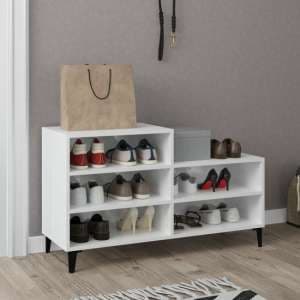 Lenoir High Gloss Shoe Storage Rack With 5 Shelves In White - UK