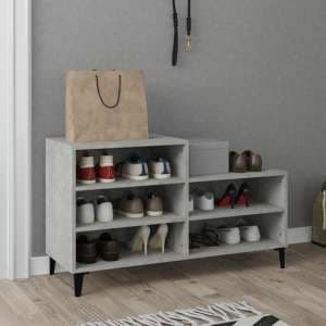 Lenoir Wooden Shoe Storage Rack With 5 Shelves In Concrete Effect - UK