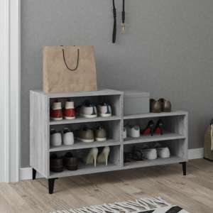 Lenoir Wooden Shoe Storage Rack With 5 Shelves In Grey Sonoma Oak - UK