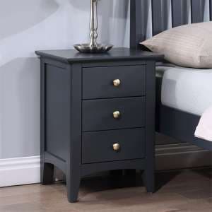 Lenox Wooden Bedside Cabinet Large With 3 Drawers In Off Black - UK