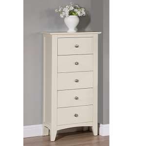Lenox Wooden Chest Of 5 Drawers Narrow In Ivory - UK
