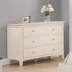 Lenox Wooden Chest Of 6 Drawers Wide In Ivory - UK